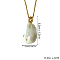Detailed view of baroque pearl pendant with 18K gold twist chain and size measurements - Gold Necklace (A0273A)