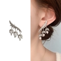 Pendientes de lirio de los valles en plata con cristales brillantes y perlas blancas - Plata (A0649A)