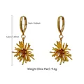 Elegant 18K gold snowflake firework earrings with zircon accents and 4.3cm length - Dandelion Fireworks Hoop Style / Gold (A0552B)