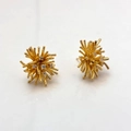 Radial snowflake-shaped fireworks earrings in 18k gold finish with white zircon accents - Radial Fireworks Studs / Gold (A0531A)