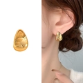 Orecchini a lobo minimalisti a goccia d'oro con finitura lucida a specchio - Oro