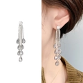 Pendientes de borla plateados con cristales en forma de gota para mujer - Estilo de Borla de Gota de Agua de Varias Capas (A1401-06B) / Plateado