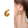 Pendientes de aro dorados tipo croissant con circonitas y baño de oro de 18 quilates - Oro de 18K (A0552A Dorado)