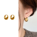 Massive vergoldete geometrische Creolen mit einem polierten, dicken Streamline-Design - Gold-Stil (A0457A)