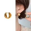 Minimalistische dicke goldene Creolen mit poliertem Metall-Finish für einen Luxus-Look - Minimalistischer Glatter Goldstil (A0473A Gold)