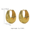 Minimalist gold-plated geometric horseshoe hoop earrings with S925 engraved mark - Gold Thick Drop Style (A0740B)