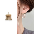 Boucles d'oreilles pampilles dorées avec zircons cubiques plaqué or véritable 18K - Doré