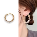 Goldene Perlen-Creolen mit funkelnden Champagner-Kristallen für einen Luxus-Look - Gold (A0541C)
