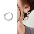 Elegante silberne Creolen-Ohrringe mit funkelnden vollbesetzten Zirkonia-Kristallen - Silber (A0541C)