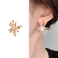 Luxury 18K gold-plated sunflower stud earrings with sparkling cubic zirconia crystals - Starburst Flower Gold (A0550A)