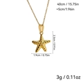 Macro shot of gold starfish pendant with texture details and measurement indicators - Small (A1002-13A)