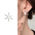 Sparkling silver sunflower stud earrings with cubic zirconia in a six-point star design - Hexagram Snowflake Style Silver (A0549C)