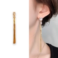 Orecchini a pendente con nappe dorate 18K e due pietre di zircone ovale scintillante - Placcato Oro 18K / Oro