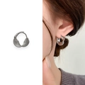 Silberne geflochtene Creolen mit minimalistischem französischen Mesh-Design für Damen - Silber (A0553A)