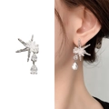 Boucles d'oreilles tournesol en argent avec cristaux de zircon et pendentifs goutte - Pendentif Longue Goutte d'Eau Starburst Argent (A0550B)