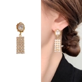 Orecchini pendenti placcati oro 18K con pietre di zircone trasparente e frange a catena - Oro Zircone Bianco
