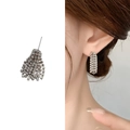 Orecchini a nappa argentati con cristalli scintillanti ed elegante effetto a frangia - Argento (A0749A)
