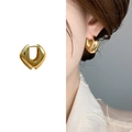 Orecchini a cerchio a cuore dorati lucidi da donna con finitura minimalista chic - Oro (A0464B)