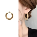 Elegante gouden oorringen met zirkonia tarwe-aarpatroon en pavéstenen voor dames - Micro-Pave Gouden Stijl (A0553B) / Goud
