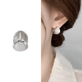 Pendientes de gota plateados minimalistas con ópalos blancos y engaste de bisel elegante - Estilo Plateado (A0542B) / Plateado