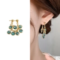 Summer mint blue zircon tassel drop earrings in gold plating for a luxury look - Gold