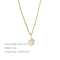 Dettaglio della collana placcata oro 18K con perla barocca e specifiche di misura - Stile Pendente Con Perla Barocca Singola (A0360A Oro)