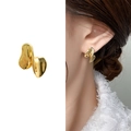 Golden irregular liquid metal stud earrings with high-polished mirror finish - Gold (A0877B)
