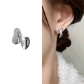 Minimalist silver irregular twisted stud earrings with high-polish mirror finish - Bright Silver (A0877B)