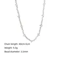 Detail of beaded pearl necklace with zircon star and 40cm plus 5cm extension chain - Transparent Pentagram Style (A0359C)