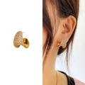 French style gold-finished curved earrings with sparkling full-set zircons on ears - Gold