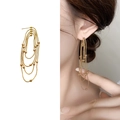Multi-layer gold plated bead chain tassel earrings with S925 silver needle for women - Gold