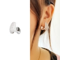 S925 silver needle curved pavé-set heart earrings with sparkling cubic zirconia - Silver
