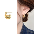Minimalist golden organic drop stud earrings with a polished metallic mirror finish - Gold