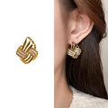 Gold weave knot stud earrings featuring sparkling cubic zirconia in a luxury style - Gold