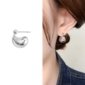 Minimalist silver liquid drip metal stud earrings with high-gloss mirror finish style - Bright Silver