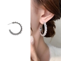 Boucles d'oreilles créoles en argent S925 avec zircons cubiques micro-pavés chic - Argent Brillant