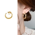 Pendientes de clip redondos minimalistas dorados con diseño en forma de C - Dorado