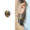 Vintage hollow circular butterfly wing earrings in gold and charcoal grey contrast - Round Hollow Layered Style (A0676C黑金混色)