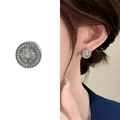 Elegant silver octagonal star stud earrings with pave zircon accents for women - Silver (A0659C)