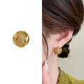 Orecchini a perno sferici dorati con trama a rete intrecciata dal design vintage di lusso - Oro