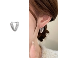 Orecchini a V in argento con texture martellata irregolare e stile minimalista - Argento (A1602-05C)