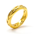 Minimalist braided gold titanium steel ring featuring a stylish twisted rope texture - US 7 / Gold