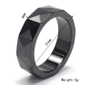 6mm black geometric ceramic ring with rhombic facets for women in a minimalist style - Black Ceramic Style 3