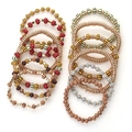 Detalle del conjunto de pulseras bohemias con cuentas de calabaza de acrílico colorido - Estilo Apilable Rayado De Calabaza Colorida (S-393-12条装)