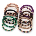 Mehrlagiges Boho-Armband-Set aus Acrylperlen mit goldenen Akzenten in bunten Farben - 12 Stück