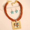 Parure bohème avec collier multicouche et boucles d'oreilles étoile de mer et perle - Starfish Necklace And Earrings