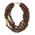 Collar de varias capas de cuentas de madera marrón con cierre de palanca dorado - Estilo de Cuentas de Madera Ovaladas de 4 Capas (X-1240)