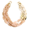 Bohemian multi-layer necklace with peach pink and white marble acrylic beads - Pink White Marble Style (X-1322 Style 3)
