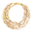 Bohemian multilayer necklace featuring beige marble acrylic beads and gold metallic accents - Beige Marble Modern Style (X-1322 Style 4)