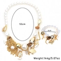 Detail view of Bohemian pearl and shell jewelry set with tassel chains and dimensions - Necklace + Bracelet Set (X-683)